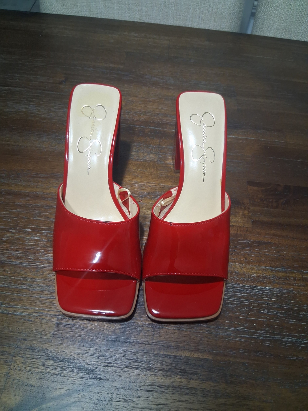 Jessica Simpson Red Patent Slide Sandals